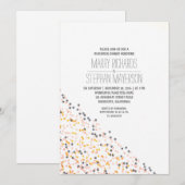 Invitation dîner de répétition or rose et marine confetti (Devant / Derrière)