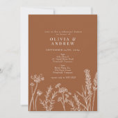 Invitation Dîner de répétition orange brûlé fleur sauvage (Devant)