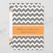 Invitation Dîner de répétition Orange Grey Chevron (Devant / Derrière)