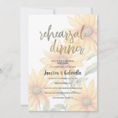 Invitation Dîner de répétition Orange vert tournesol floral (Devant)