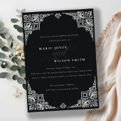 Invitation Dîner De Répétition Ornate Noir Blanc Chic