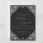 Invitation Dîner De Répétition Ornate Noir Blanc Chic (Devant)