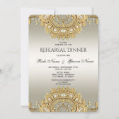 Invitation Dîner de répétition Ornate Or (Devant)