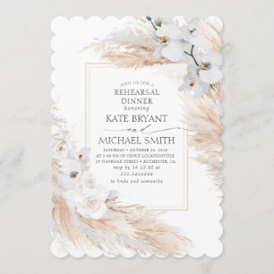 Invitation Dîner de répétition Pampas Grass and White Orchids