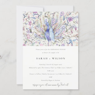 Invitation Dîner de répétition Pastel Classy Aquarelle Peacoc