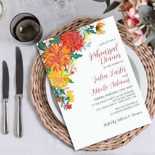 Invitation Dîner de répétition Pastel Jaune Printemps