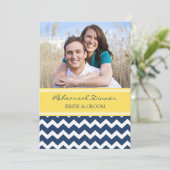 Invitation Dîner de répétition photo bleu jaune Chevron (Debout devant)