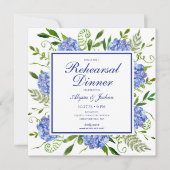 Invitation Dîner de répétition photo d'hortensia bleu (Devant)