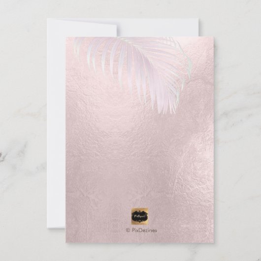 Invitation Dîner de répétition PixDezines/Champagne Rose+Palm (Dos)