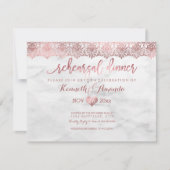 Invitation Dîner de répétition PixDezines/dentelle d'or Rose/ (Devant)