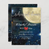 Invitation Dîner de répétition PixDezines/Nuit étoilée/Lune (Devant / Derrière)