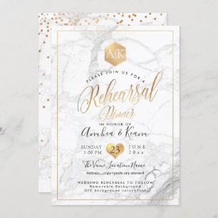 Invitation Dîner de répétition PixDezines + peigne d'or Faux