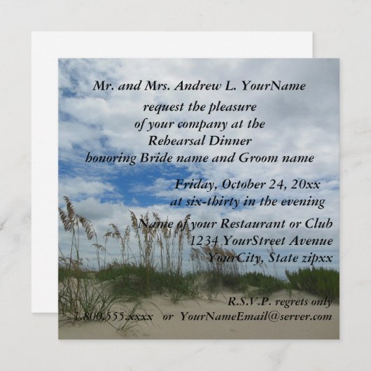 Invitation Dîner de répétition Plage Seagrass (Devant / Derrière)