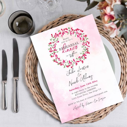 Invitation Dîner de répétition pour Fleurs sauvages tropicaux