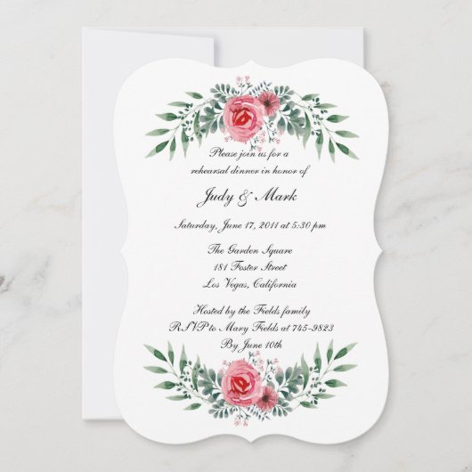 Invitation Dîner de répétition pour le feuillage rose (Devant)