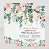 Invitation Dîner de répétition pour le Rose de jardin rose pâ (Devant / Derrière)