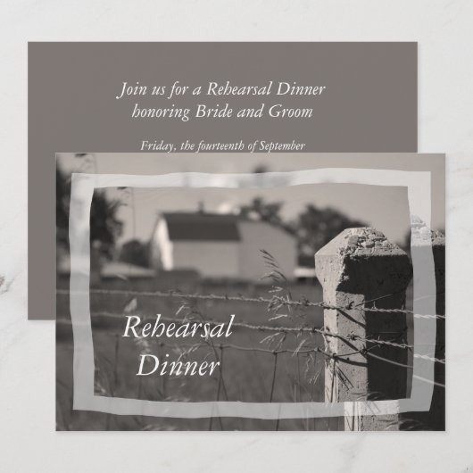 Invitation Dîner de répétition pour Mariage de ferme de campa (Devant / Derrière)