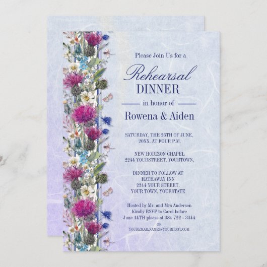 Invitation Dîner de répétition pour Mariage écossais de chard (Devant / Derrière)