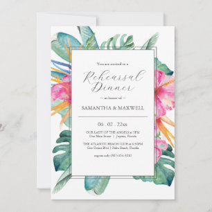 Invitation Dîner de répétition pour Mariages botaniques tropi