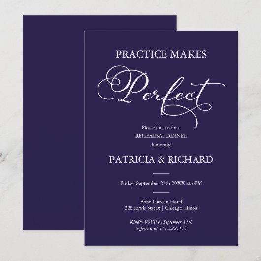 Invitation Dîner de répétition pour une pratique parfaite (Devant / Derrière)