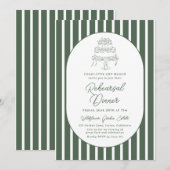 Invitation Dîner de répétition prépa rayé vert foncé (Devant / Derrière)