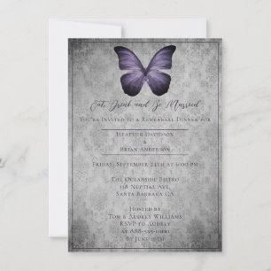 Invitation Dîner de répétition Purple Vintage Papillon Damas