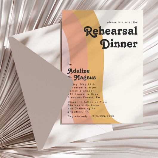 Invitation Dîner de répétition Rainbow des années 70