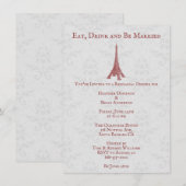 Invitation Dîner de répétition Red Eiffel Tower Damask (Devant / Derrière)