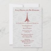 Invitation Dîner de répétition Red Eiffel Tower Damask (Devant)
