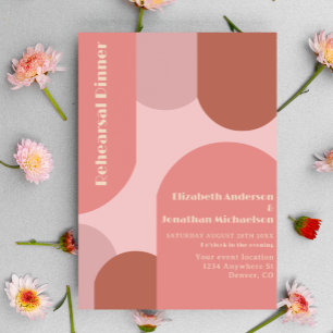 Invitation Dîner de répétition Rétro Arches Rose Corail