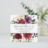 Invitation Dîner de répétition romantique bordeaux rouge Wate (Debout devant)