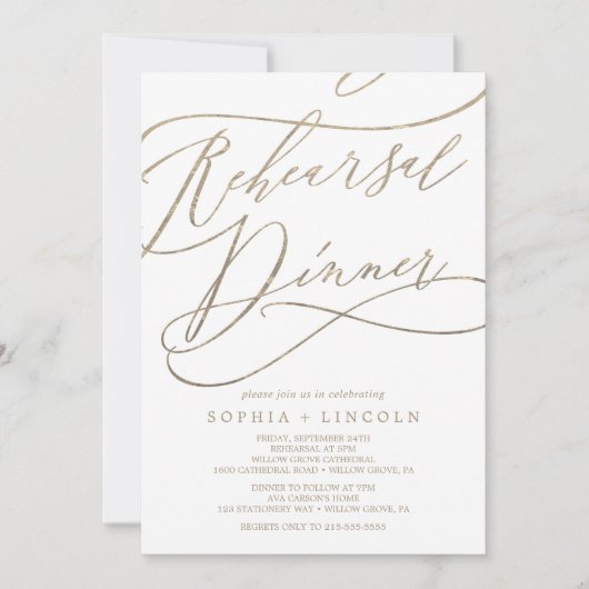 Invitation Dîner de répétition romantique de calligraphie d'o (Devant)