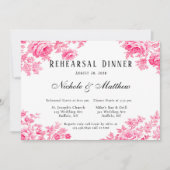 Invitation Dîner de répétition romantique en toile rose (Devant)
