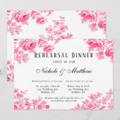 Invitation Dîner de répétition romantique en toile rose (Devant / Derrière)