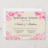 Invitation Dîner de répétition romantique en toile rose (Devant)