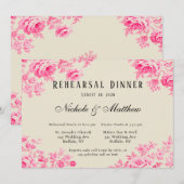Invitation Dîner de répétition romantique en toile rose (Devant / Derrière)
