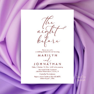 Invitation Dîner de répétition romantique la veille du mariag