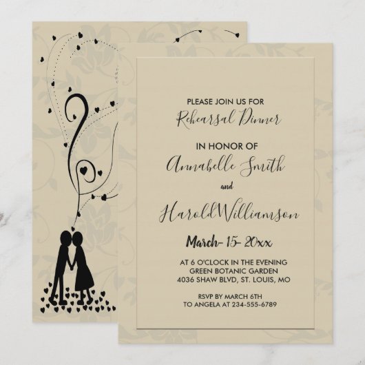 Invitation Dîner de répétition romantique moderne (Devant / Derrière)