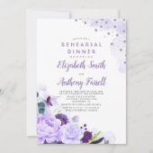 Invitation Dîner de répétition romantique violet et argenté (Devant)