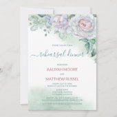Invitation Dîner de répétition Rose aquarelle délicat (Devant)