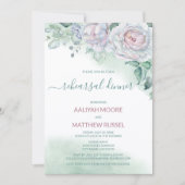 Invitation Dîner de répétition Rose aquarelle délicat (Devant)