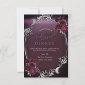 Invitation Dîner de répétition Rose Chic Argent Frame Bourgog (Devant)