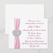 Invitation Dîner de répétition rose de coeur Diamond Invitati (Devant / Derrière)