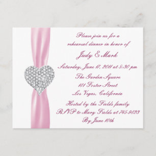 Invitation Dîner de répétition rose de coeur Diamond Invitati