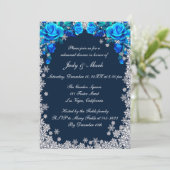Invitation Dîner de répétition Rose de flocon de neige bleu v (Debout devant)