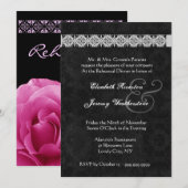 Invitation Dîner de répétition Rose Élégant en NOIR D'ARGENT  (Devant / Derrière)