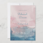 Invitation Dîner de répétition rose et bleu Watercolor (Devant)