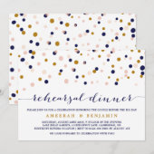 Invitation Dîner de répétition rose et or Confetti (Devant / Derrière)