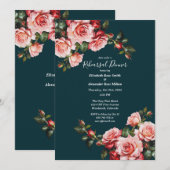 Invitation Dîner de répétition rose et rouge foncé moody (Devant / Derrière)