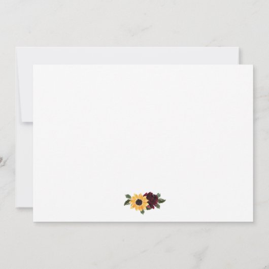 Invitation Dîner de répétition Rose et tournesol élégant (Dos)